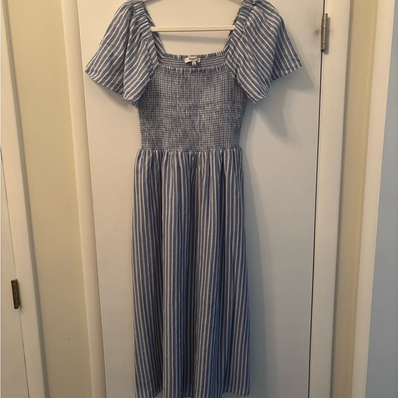 Madewell Blue Striped Midi Dress - Picture 9 of 14